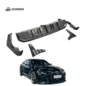 BMW I4 Upgrade AMANS Carbon Fiber Rear Diffuser with Light (B Style)