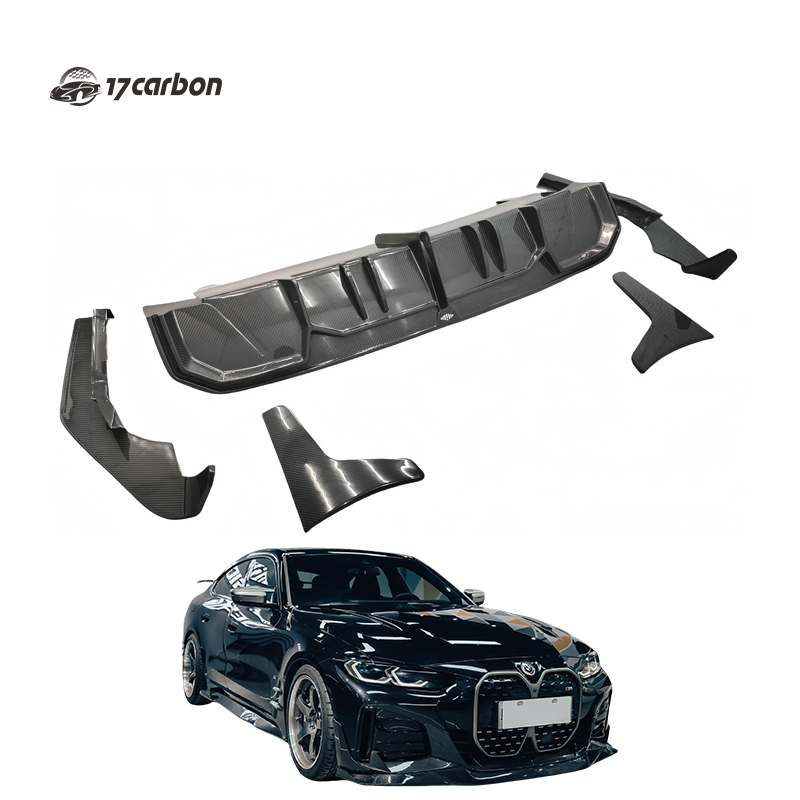BMW I4 Upgrade AMANS Carbon Fiber Rear Diffuser with Light (B Style)