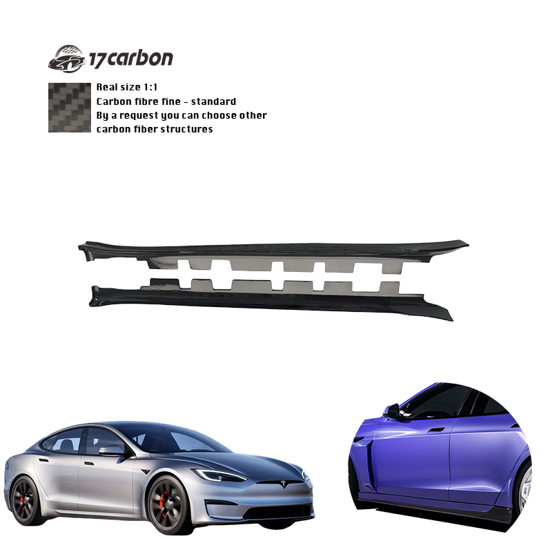 Tesla Model S Plaid 2023 2024 2025 V Style Dry Carbon Kit Side Skirt