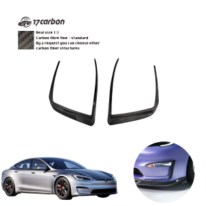 Tesla Model S Plaid 2023 2024 2025 V Style Dry Carbon Kit Front Bumper Splitter