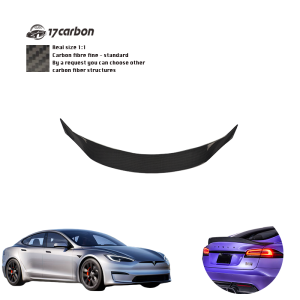 Tesla Model S Plaid 2023 2024 2025 V Style Dry Carbon Kit Rear Spoiler Rear Wing