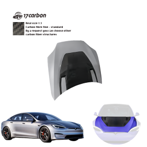 Tesla Model S Plaid 2023 2024 2025 V Style Dry Carbon Kit Front Engine Hood Bonnet