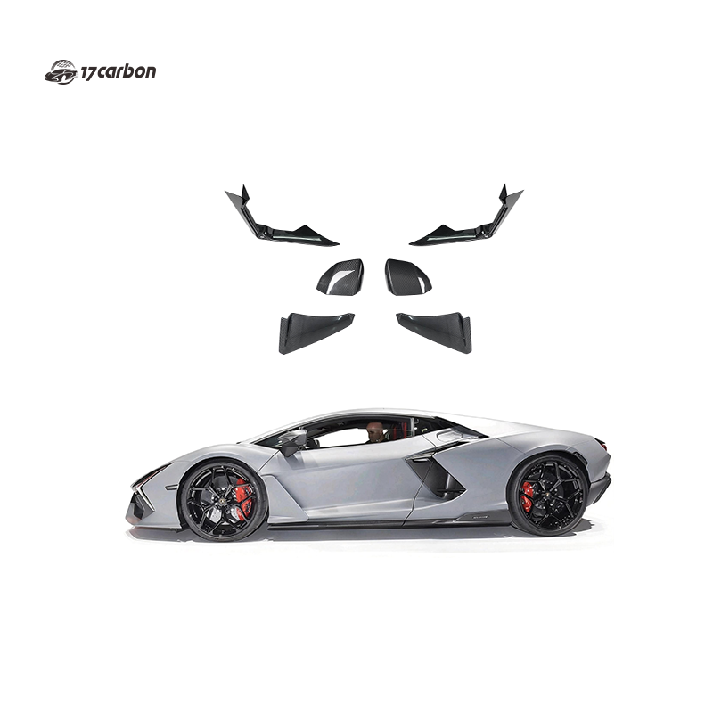 Lamborghini Revuelto OEM Style Carbon Fiber Front Bumper Air Knife + Rear View Mirror + Door Spoiler